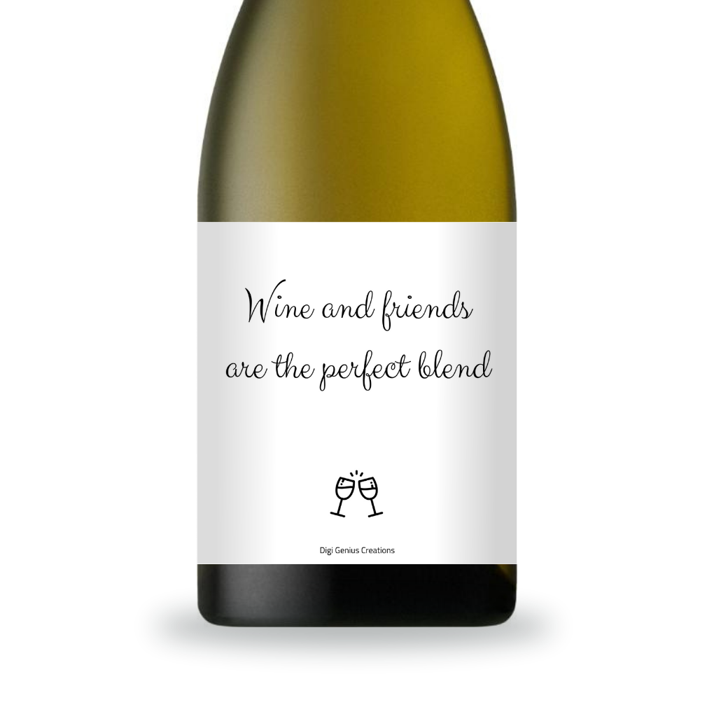 Wine label | Wine and friends are the perfect blend